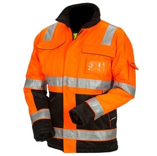 Talvitakki huomiov&auml;ri oranssi/musta EN 20471 Lk.2 Priha 4122