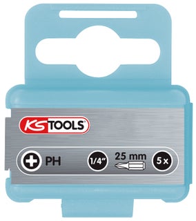 KS Tools 1/4" k&auml;rki ruostumatonta ter&auml;st&auml;, 25 mm, PH3, 5 kpl:n pakkaus | 910.2207